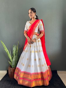 ชุด reverser lehenga choli ผ้าคอตตอนผ้าทอขอบใหญ่งานปาร์ตี้ฉลองเปิดตัว - Product Image 2