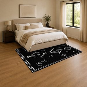 <b>RUGS</b> DEPOT LXDP-0840 Wholesale Black Charcoal Designer Pattern Digital Printed Machine Washable Chenille Area <b>Rug</b> <b>Non</b> <b>Slip</b> - Product Image 3