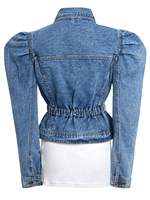 Chaqueta vaquera corta de algodón 100% lavado, azul claro, estilo casual clásico con botones, sin marca OEM, para adolescentes, top corto estampado de primavera.