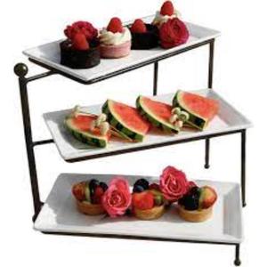 Traditional ornate metal <b>3</b> tier pastry tray with vintage charm, crafted for classic wedding dessert presentations - Product Image 6