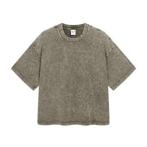 Camiseta con Logotipo Personalizado al por Mayor, Camiseta de Algodón Grueso de Estilo Holgado con Lavado Ácido y Estampado Sólido - Product Image 2