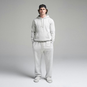 Sudadera con capucha de corte regular de lana de algodón 100% para hombre con cierre de cordón impreso con logotipo frontal personalizado transpirable y de secado rápido - Product Image 3