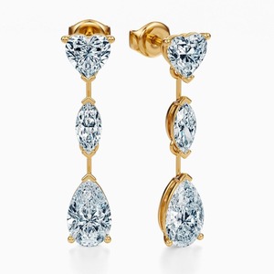 ต่างหูเพชรหยดทองคําขาว 14k จากห้องปฏิบัติการเป็นมิตรกับสิ่งแวดล้อมโดยมนุษย์ผลิตไม่ผ่านการรับรองด้วยสี VS ความชัดเจน F โดยตรงจากอินเดีย - Product Image 2