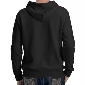 Sweat-shirt à capuche noir uni pour homme, coupe classique, en coton French Terry, décontracté, avec poche avant, pour l'automne - Product Image 2