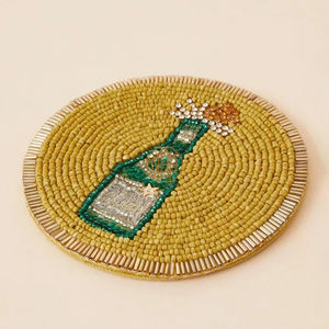 Posavasos de té verde oscuro hecho a mano de la colección Signature, elegante diseño tradicional, ajustes de mesa con cuentas, alfombrillas y almohadillas - Product Image 2