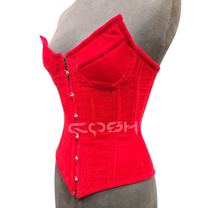 Corsé Gótico Sexy de Terciopelo Rojo con Varillas de Acero para Entrenamiento de Cintura, Ideal para Fiestas, Halloween, Cosplay - Product Image 1
