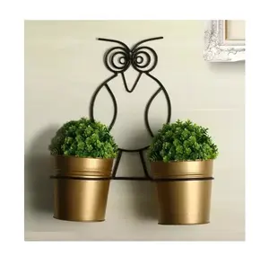 Pots & Planter Owl Buckets Metal Wall Planters Pot for Indoor Plants (Set of 2 Galvanized Iron) - Wall Mounted Planters
