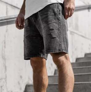 Pantalones cortos lavados con ácido para hombre con logotipo bordado personalizado en color sólido, ropa de verano, nuevos pantalones cortos lavados con ácido para hombre a la moda a la venta - Product Image 6