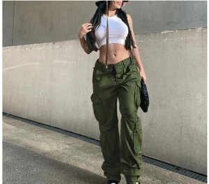 Pantalon cargo léger à logo personnalisé pour hommes, vêtements de rue, avec ceinture élastique et cordon de serrage, de couleurs unies, pour une utilisation utilitaire en extérieur - Product Image 5