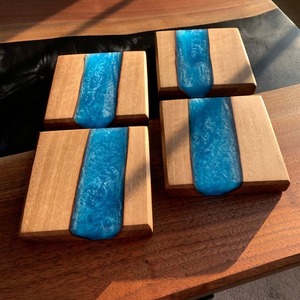 Nordic Absorbent Drinks Resin Wood Coasters Custom Wood Resin Coaster Wholesale Engraving Drink Coasters <b>Square</b> Gift for Wedding - Product Image 1