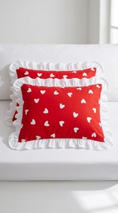 Funda de Almohada Rectangular de 50x70 cm, Tejida, con Volantes en Forma de Corazón, de Algodón, Moderna, de Lujo, Personalizable, Decorativa, Suave, Transpirable y Duradera, para Hotel - Product Image 1