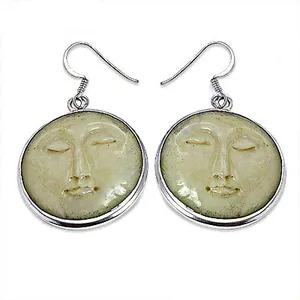Pendientes de Plata de Ley 925 con Diseño de Cara de Luna para Mujer, Joyería de Moda Celestial - Product Image 3