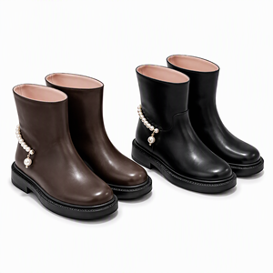 Bottes de neige pour femmes, bottines en PVC style Chelsea, décorées de perles, imperméables, bout rond, pour temps froid, OEM ODM, échantillon disponible - Product Image 1