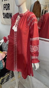 Blusas de mujer con bordado floral étnico de talla única, camisas, blusas Vintage con borlas y cordones, Blusa de manga larga, Blusas bohemias - Product Image 4