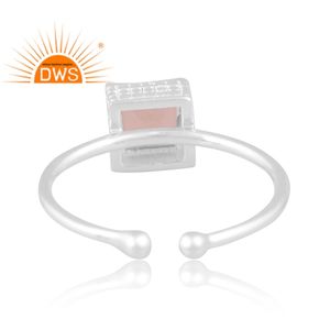Latest Design Fine <b>Sterling</b> <b>Silver</b> Natural Rose Quartz Gemstone <b>Adjustable</b> <b>Ring</b> Custom Jewelry For Women Gift For Her - Product Image 4