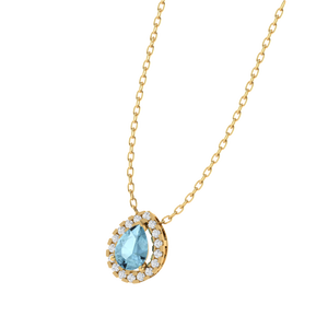 Colgante Geométrico de Plata de Ley Chapado en Oro de 11.0 mm con Circonita Cúbica en Forma de Pera y Corte Esmeralda - Product Image 6