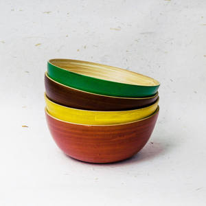 Kids food serving natural fiber bowl <b>dinnerware</b> set coil bamboo color dining bowls for children - Product Image 1