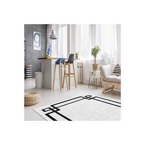 Jacquard พรมโพลีเอสเตอร์ทรงสี่เหลี่ยมพิมพ์ลายดิจิตอลทำด้วยมือพรมโพลีเอสเตอร์สำหรับห้องนั่งเล่นกรอบสีขาวรูปแบบรายละเอียดพรมขนาดใหญ่ - Product Image 2