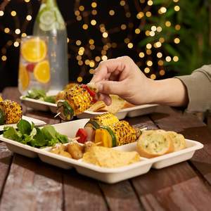 Grado superior Calidad superior 5 CP Ecológico composable biodegradable bagazo plato de caña de azúcar blanco para cumpleaños Comida para llevar - Product Image 4