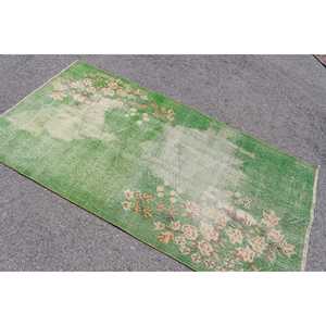 Tapis turc vintage 3,5 x 6,6 pieds, tapis d'appoint, tapis en laine verte - Product Image 4