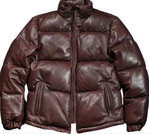 Chaqueta holgada de piel de oveja auténtica marrón para hombre, abrigo de invierno cálido, informal, acolchada, personalizada - Product Image 1