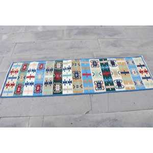 Alfombra vintage estilo runner de 1.8x5.9 pies (55x179 cm), alfombra turca azul con motivos de plantas y árboles - Product Image 4