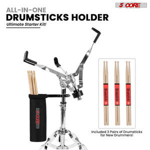 5Core <b>Drum</b> Practice Pad Set 12 Snare Drumming Stand Double Sided Silent Drummer Kit - Product Image 3