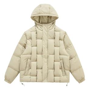 Parka cálida de invierno para hombre, chaqueta universitaria de estilo Hip Hop de Color sólido, prendas de vestir con capucha, tela de lona acolchada con relleno de algodón - Product Image 4