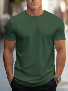 Ropa deportiva informal para hombre con logotipo personalizado, Conjunto de camiseta y pantalones cortos, cuello de secado rápido, patrón sólido, estilo Formal, ropa de entrenamiento de punto - Product Image 2