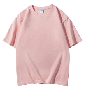 Camiseta de Mujer, Cuello Redondo, Manga Corta, Corte Holgado, Color Rosa, 100% Algodón Jersey, Color Sólido, Casual, Primavera Verano, Transpirable, 180g, Personalizable - Product Image 1