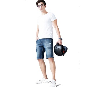 กางเกงยีนส์ขาสั้นผู้ชายแบบสบายๆ สีน้ำเงิน ผ้าฝ้าย 100% ระบายอากาศได้ดี กันน้ำ แฟชั่นสตรีทแวร์ - Product Image 3