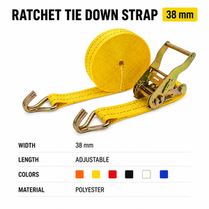 Truck Load Restraint Ratchet Tie Strap Polyester 38mm 1500kg High Tensile CE Certified Provina <b>Cargo</b> Transportation Custom - Product Image 5
