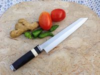 Couteau de Chef Moderne de Haute Qualité en Acier Inoxydable Écologique de 8 Pouces avec Manche Durable en Corne de Buffle, Idéal pour le Filetage