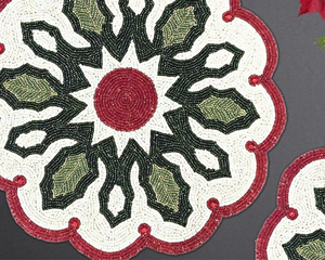 Napperons perlés ronds fabriqués à la main pour Table à manger mariage décoration de noël fêtes de famille - Product Image 5