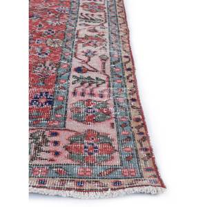 Tapis en laine noué à la main vintage grande surface Pae-2094, motif floral rouge-orange, pour salon, couloir, chambre d'adolescent, rectangulaire - Product Image 4