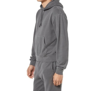 Custom Vintage Oversized Hoodie Men 100% Cotton <b>Plain</b> Dyed Acid Wash Blank Distressed Knit <b>Tee</b> Custom Colors Breathable Winter - Product Image 4