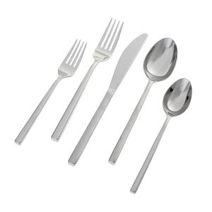 Juego de cubiertos de metal de acero inoxidable con mango cuadrado chapado en oro para juego de cubiertos de vajilla de hotel y restaurante - Product Image 5