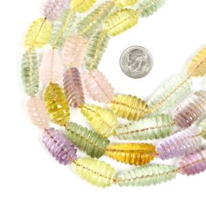 Perles en pierres précieuses naturelles multi-gemmes sculptées en forme de pépite, améthyste, citrine, quartz citron, quartz rose, pour la création de bijoux, 24 pouces - Product Image 1