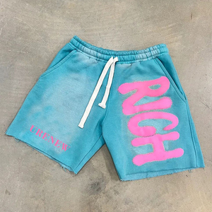 Short de basket-ball pour hommes Patch brodé personnalisé Logo Gym Sports Blank Sun Faded Sweat Washed Athletic Wear - Product Image 4