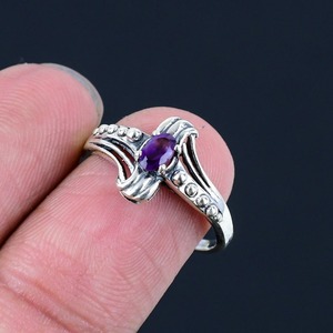Anillo de piedras preciosas de amatista, joyería para mujer, joyería de estilo bohemio de Plata de Ley 925, anillo hecho a mano de tendencia, regalo para ella - Product Image 5