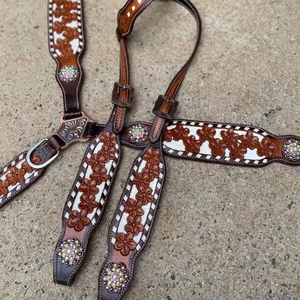 Qualité supérieure Cheval Headstall Poitrine Collier Floral Peint À La Main Ensemble Tack au meilleur prix - Product Image 1