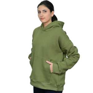 Sudadera con capucha de algodón americano verde salvia para mujer, lana suave personalizable de ropa de calle, sudadera informal cálida para frente de invierno - Product Image 4