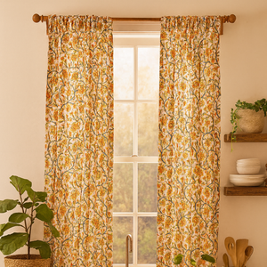 Tela de Algodón con Estampado Artesanal en Bloque |   Tela Suave y Transpirable |   Tela Opaca Ecológica |   Estampado Floral Étnico para el Hogar - Product Image 2