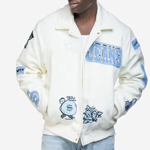 Chaqueta universitaria de alta calidad para hombre, chaqueta con letras de béisbol personalizadas con bordado de chenilla, venta al por mayor, manga de cuero PU Unisex - Product Image 1