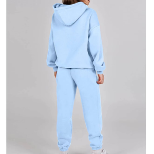 2025 OEM personalizado invierno 100% algodón sudor traje conjunto de algodón de gran tamaño Crew cuello pico sudadera y Jogger conjunto chándal - Product Image 4