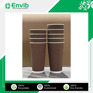 Envase personalizado de calidad estándar, vaso de papel ondulado de pared triple disponible de 10oz para bebidas calientes a bajo precio de mercado - Product Image 4