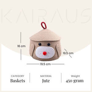 Handmade Beautiful Jute Storage <b>Basket</b> for Organizing Toys in Living Room or <b>Wardrobe</b> Fabric Plastic Metal Materials - Product Image 3