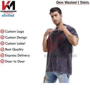 T-shirts surdimensionnés pour hommes T-shirts graphiques vintage délavés à la pierre Chemises en coton épais T-shirts décontractés à coupe ample - Product Image 2
