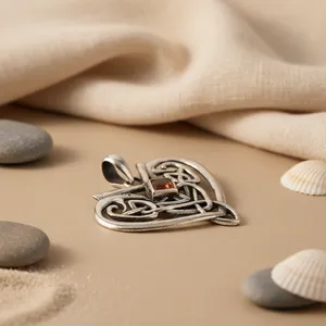 Colgante de Plata de Ley 925 con Nudo Celta, Gema, Chapado en Oro Rosa y Rodio, Estilo Religioso, Patrón Numérico, Platino - Product Image 1
