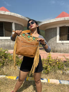 New Hair on & Hand Tooled <b>Leather</b> Fringe Crossbody <b>Purse</b> for Women' Floral Tooling Genuine <b>Leather</b> Handbag Cowhide <b>Leather</b> <b>Purse</b> - Product Image 5